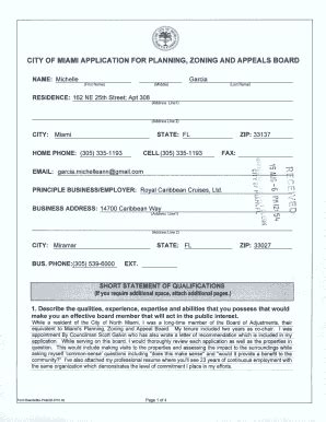 Fillable Online City Of Miami Application For Planning Zoning And