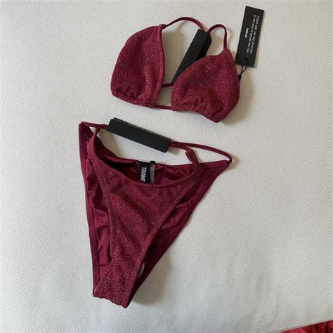 Triangl Red Sparkly Bikini Depop