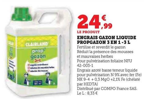 Promo Engrais Gazon Liquide Propgazon 3 En 1 3 L Chez Super U