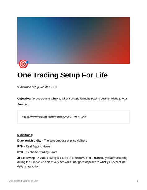 One Trading Setup For Life One Trading Setup For Life One Trade