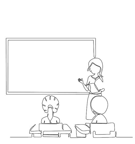 Premium Vector | Black and white drawing of a teacher in a classroom ...