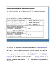 Using The General Properties Of Equilibrium Constants Using The