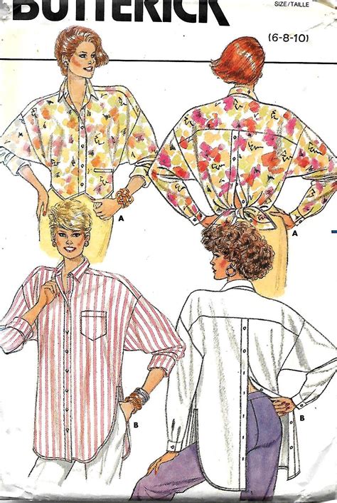 Butterick 3644 Misses Dolman Sleeve Shirt Pattern Longer Back Afront