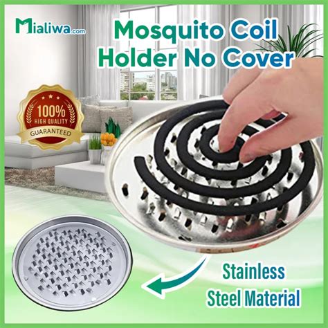 Mosquito Coil Holder With Cover Mesh Stand Portable Stainless Steel