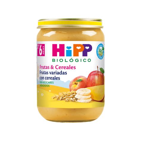 Hipp potito frutas variadas con cereales alimentación saludable para bebés