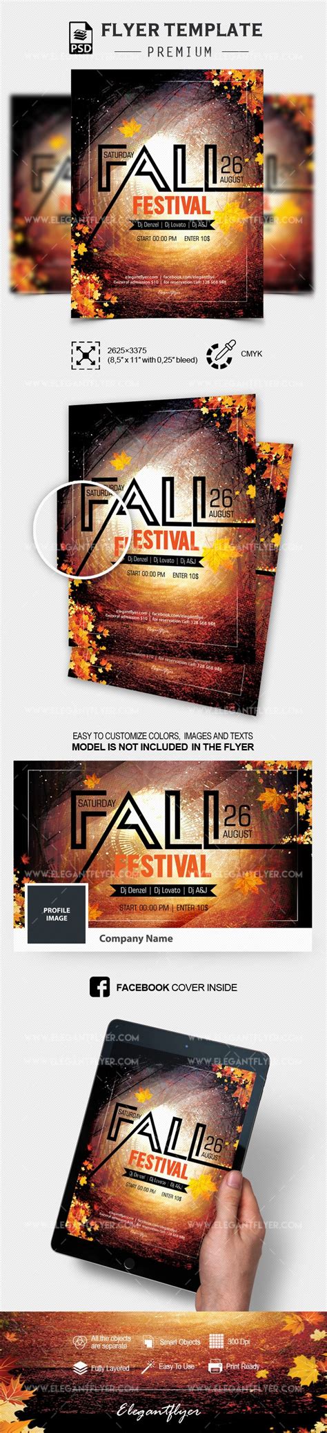 Yellow Artistic Fall Festival Premium Flyer Template Psd By Elegantflyer