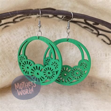 Green Flower Earrings Mothers World