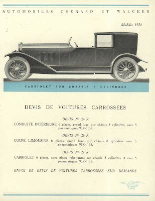 Vieux Papiers Chenard Et Walcker Catalogue