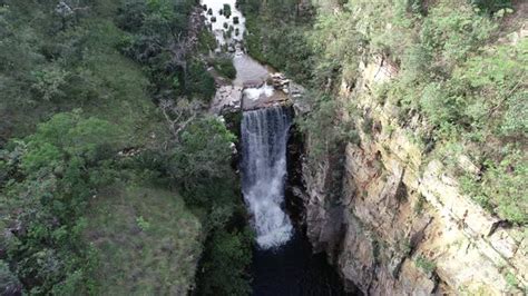 Waterfalls at Capitolio lagoon tourism landmark at Minas Gerais state ...