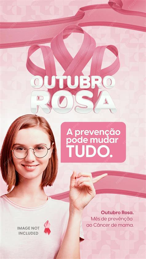 Banner Com Carimbo 3d Para O Mês De Prevenção Do Câncer De Mama Rosa De