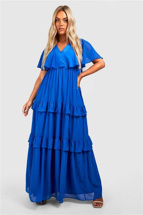 Plus Ruffle Angel Sleeve Maxi Dress Boohoo Usa