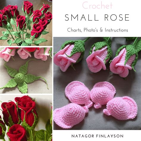 Small Rose Crochet Pattern Natagor Finlayson