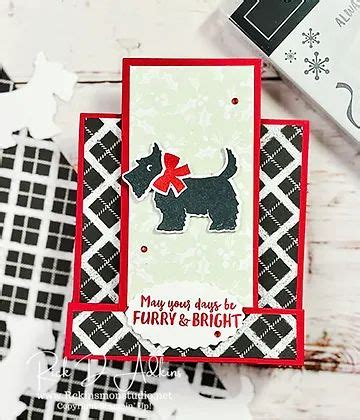 Faux Center Step Card Tutorial Christmas Scottie In Center