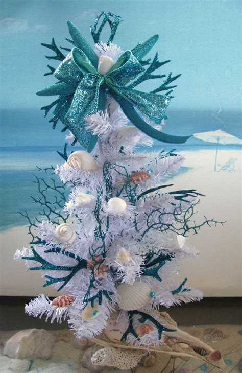 Seashell Coral Christmas Tree In A Whelk Shell Starfish Etsy