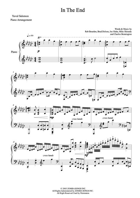 Linkin Park In The End By Yuval Salomon Sheet Music