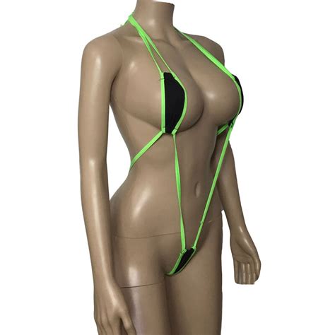 Women One Piece Slingshot Lingerie Mini Micro G String Thong Leotard Bikini Monokini Sexy