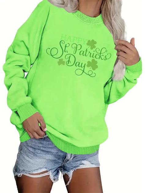 Letter Print Sweatshirt Plus Size Crew Neck Casual Temu Philippines