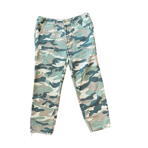 Mother The Shaker Chop Crop Camo Pants Linen Blend … Gem