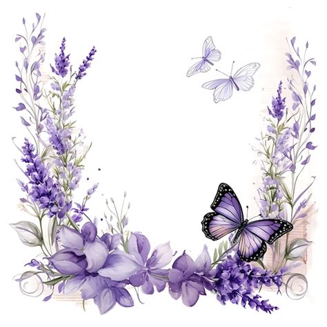 Premium Photo | Watercolor of Embossed Metal Frame With Lavender ...