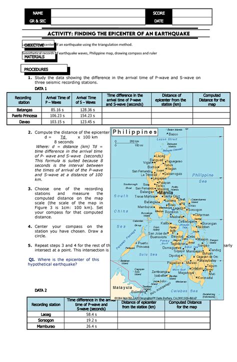 Triangulation Method Locate The Epicenter Of An Earthquake Using The