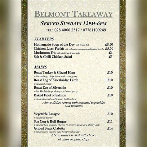 Menu at Belmont House Hotel pub & bar, Banbridge