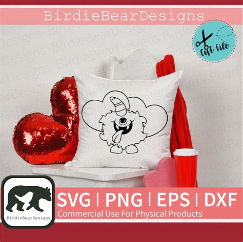 Monster Svg Love Monster Svg Valentine Coloring Svg Etsy