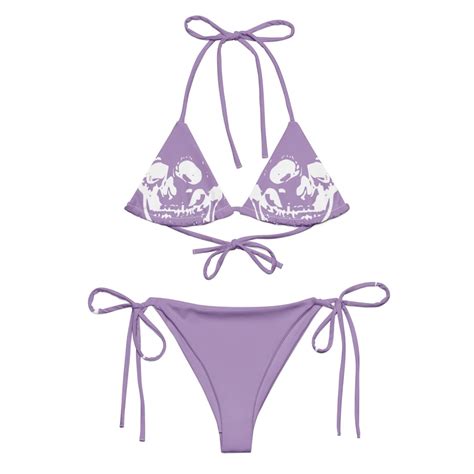 Lavender Skull String Bikini Memento Mori Summer Swimwear Gothic Heavy Metal Grunge Goth Human