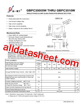 GBPC3510W Datasheet(PDF) - DIYI Electronic Technology Co., Ltd.