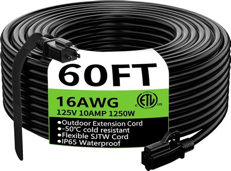 Amazon Huanchain Indoor Outdoor Black Extension Cord Ft