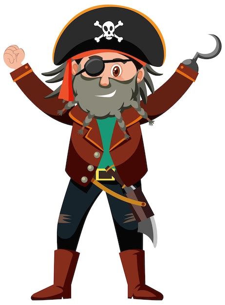 Personaje De Dibujos Animados Pirata Del Capit N Garfio Aislado Sobre