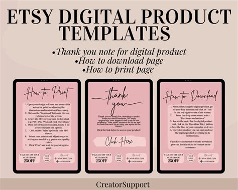 Etsy Digital Product Templates, Thank You Note for Digital Downloads ...