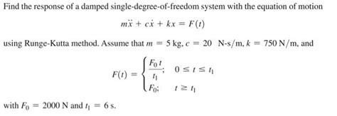 Solved Find The Response Of A Damped Chegg