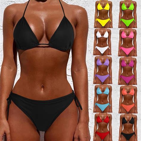 Sexy Bikini 2023 Push Up Women Swimsuits Female Micro Bikini Set Solid Swimwear Bathing Suit