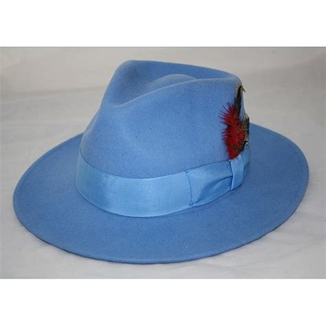 Ferrecci Mens Light Blue Wool Fedora Hat 13973621 Shopping Great Deals On