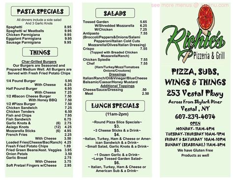 Online Menu of Richies Pizzeria & Grill Restaurant, Vestal, New York ...