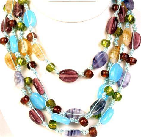 Multi Color Glass Beaded Necklace Exotic India Art