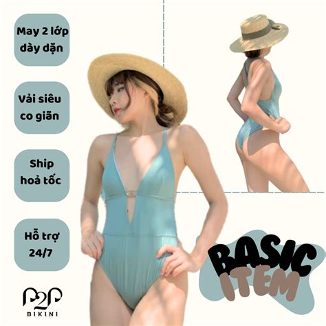 Đồ bơi Nữ bikini mảnh BASIC phối khoen phong cách Chuẩn hàng cao cấ P P Bikini Thương