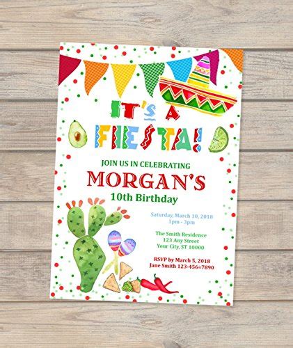 Fiesta Birthday Invitation Custom Mexican Theme Birthday Party Invitations