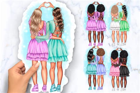 Best Friend Clipart Best Friends Portrait Personalized - Etsy