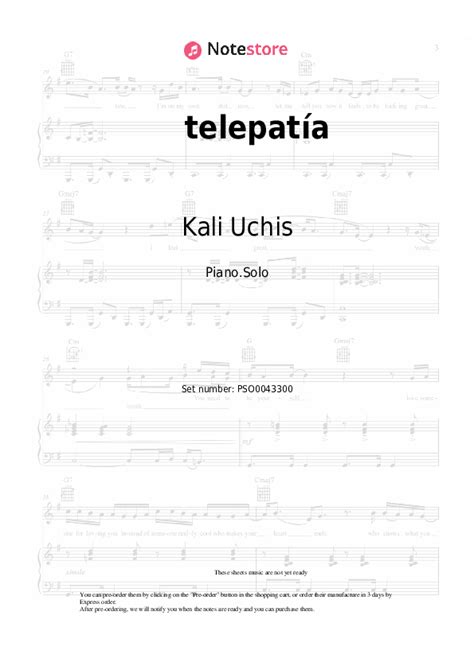 Telepat A Piano Sheet Music Kali Uchis In Note Store Piano Solo