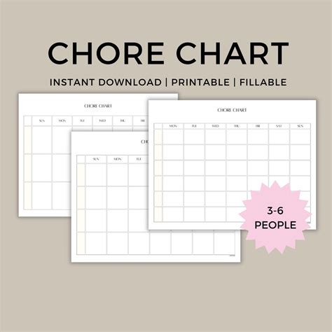 Family Chore Chart, Weekly Chore Chart, Editable Chore Chart Printable ...