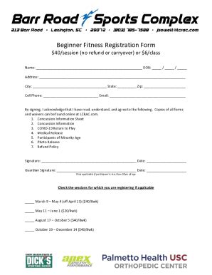 Fillable Online Beginner Fitness Registration Form Cloudfront Net Fax