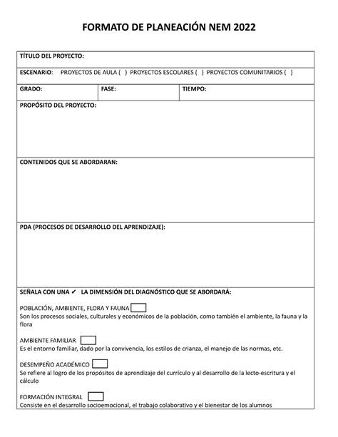 Formato DE Planeación NEM 2022 AGG FORMATO DE PLANEACIÓN NEM 2022