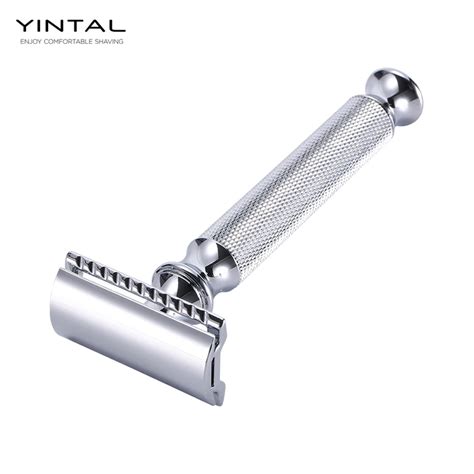 Men Shaving Classic Safety Razor Stainless Steel Chrome Double Edge Razors Long Handle 1 Razor