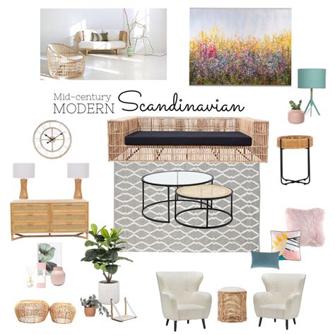 Mid Century Modern Scandinavian Interior Design Mood Board By