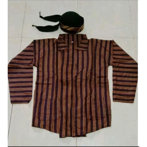 Jual Baju Adat Jawa Sorjan Baju Lurik Dewasa Blangkon Shopee Indonesia