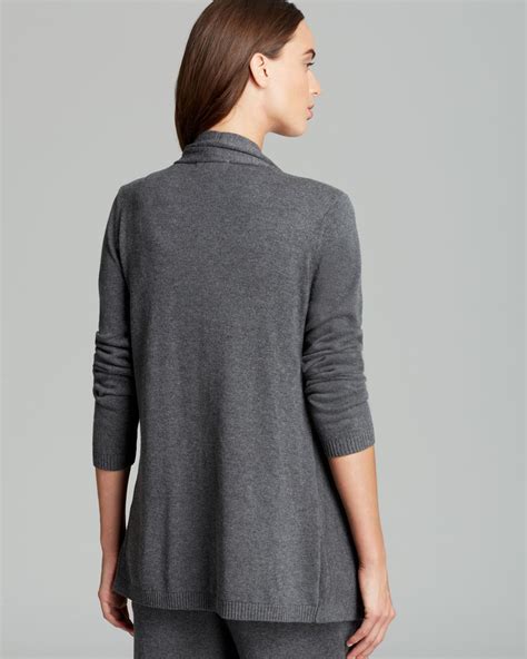 Calvin Klein Cozy Flyaway Cardigan In Heather Charcoal Gray Lyst