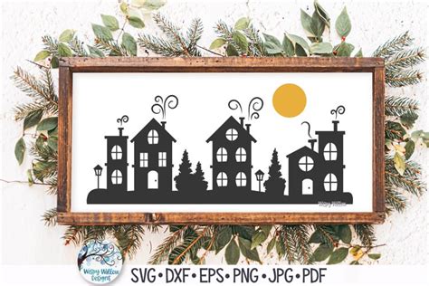 Winter Village SVG | Christmas Town Silhouette