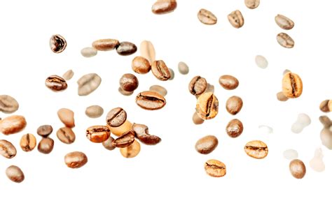 Coffee Beans Falling On White Background With Heap Nature Drink Png