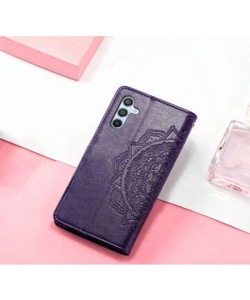 Samsung Galaxy A Hoesje Mandala Book Case Met Pasjeshouder Paars